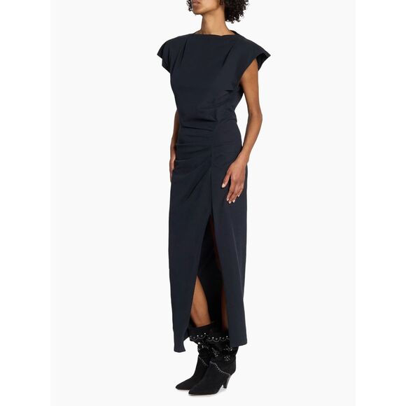 Isabel Marant Nadela Ruched Slit Cotton Maxi Dress Size FR38/US6 $490 - Picture 4 of 14